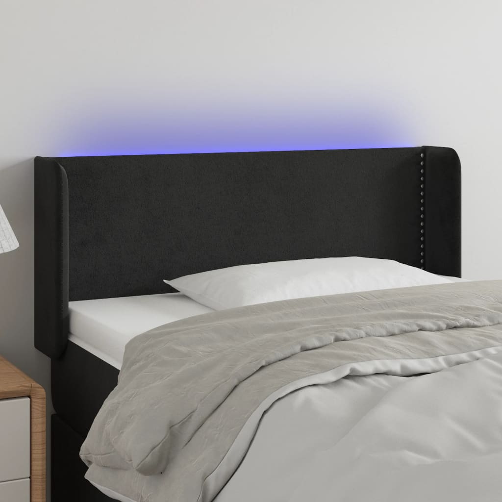Κεφαλάρι Κρεβατιού LED Μαύρο 103x16x78/88 εκ. Βελούδινο
