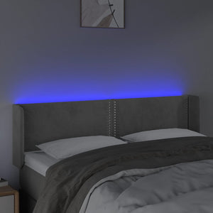 Κεφαλάρι Κρεβατιού LED Ανοιχτό Γκρι 147x16x78/88 εκ. Βελούδινο