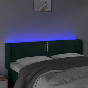 Κεφαλάρι Κρεβατιού LED Σκούρο Πράσινο 147x16x78/88εκ. Βελούδινο