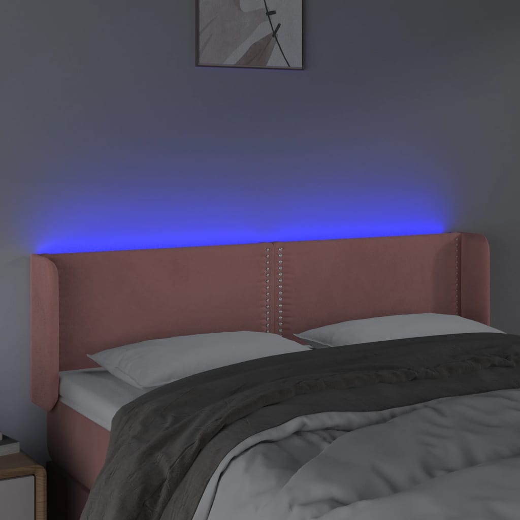 Κεφαλάρι Κρεβατιού LED Ροζ 147x16x78/88 εκ. Βελούδινο - Pakobazaar