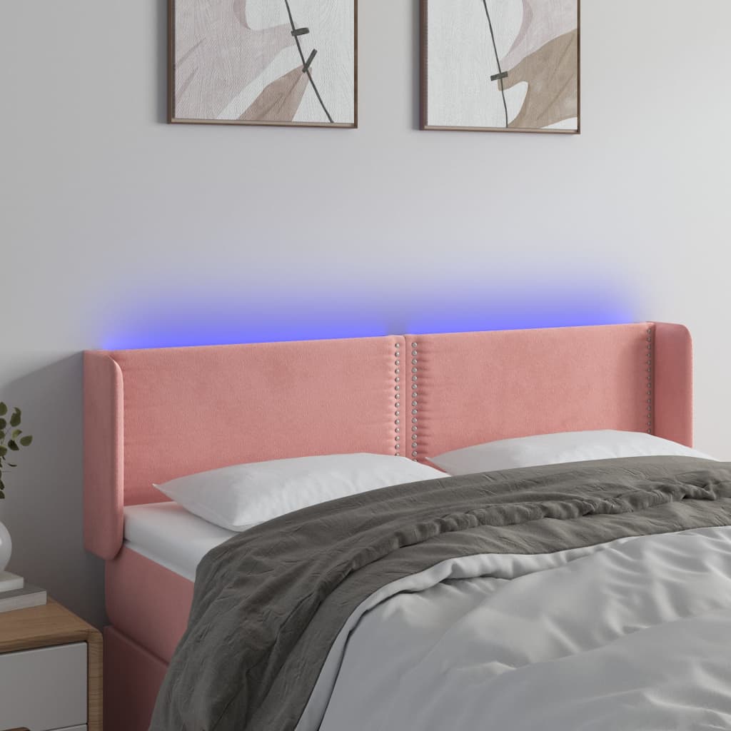 Κεφαλάρι Κρεβατιού LED Ροζ 147x16x78/88 εκ. Βελούδινο - Pakobazaar