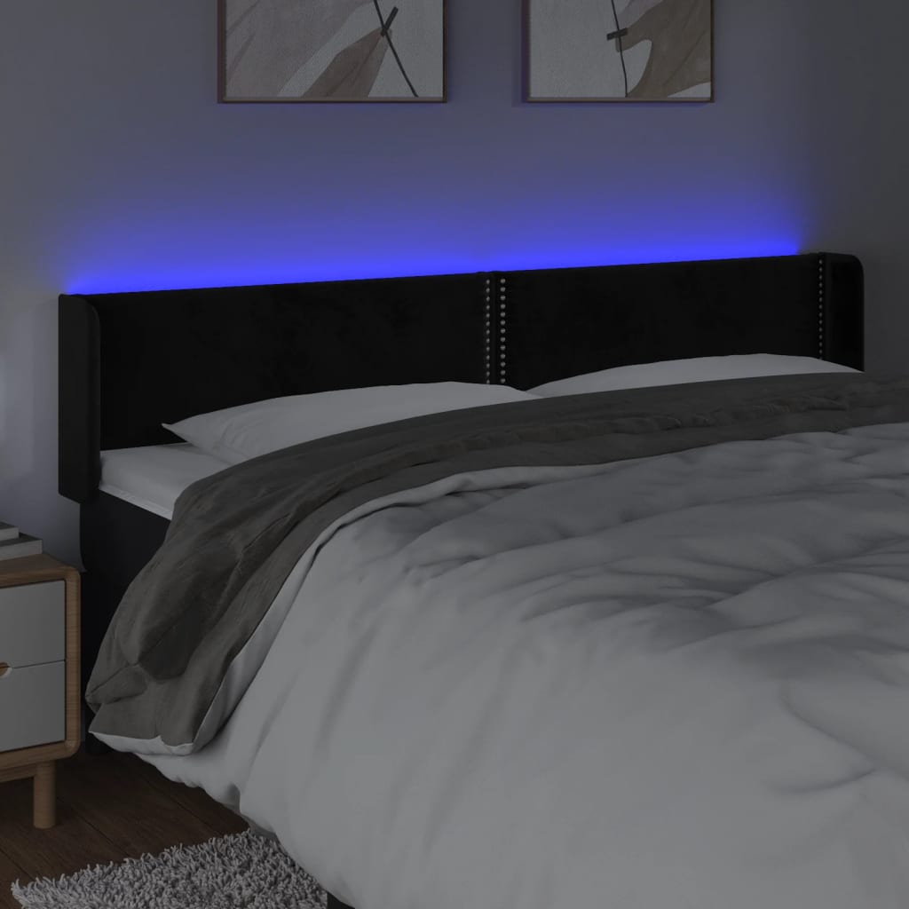 Κεφαλάρι Κρεβατιού LED Μαύρο 183x16x78/88 εκ. Βελούδινο