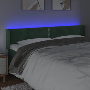 Κεφαλάρι Κρεβατιού LED Σκούρο Πράσινο 183x16x78/88εκ. Βελούδινο