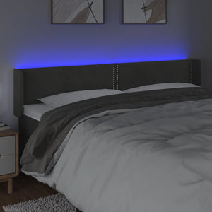 Κεφαλάρι Κρεβατιού LED Σκούρο Γκρι 203x16x78/88 εκ. Βελούδινο - Pakobazaar