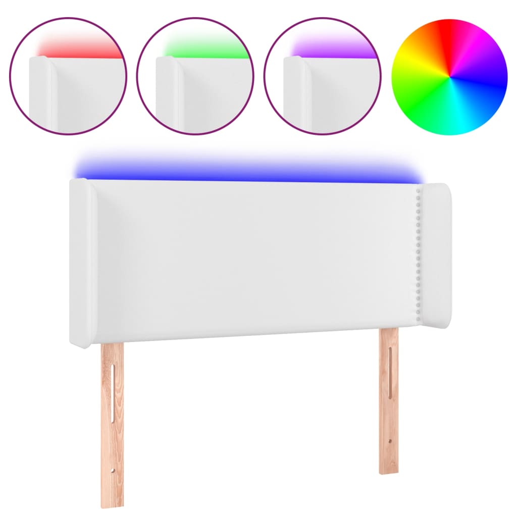 Κεφαλάρι Κρεβατιού LED Λευκό 83x16x78/88εκ. από Συνθετικό Δέρμα