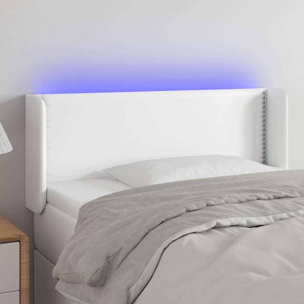 Κεφαλάρι Κρεβατιού LED Λευκό 83x16x78/88εκ. από Συνθετικό Δέρμα
