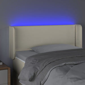 Κεφαλάρι Κρεβατιού LED Κρεμ 93x16x78/88 εκ. από Συνθετικό Δέρμα