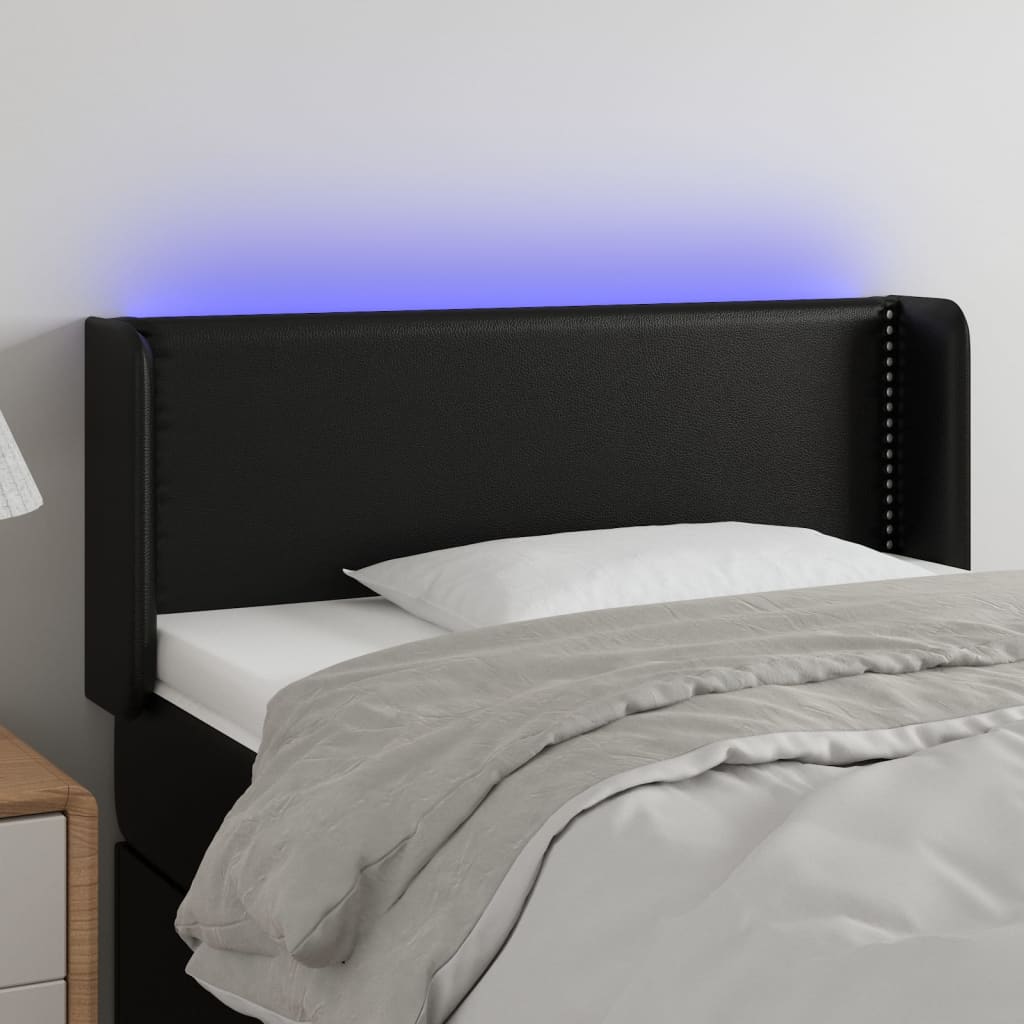 Κεφαλάρι Κρεβατιού LED Μαύρο 103x16x78/88 εκ. Συνθετ. Δέρμα