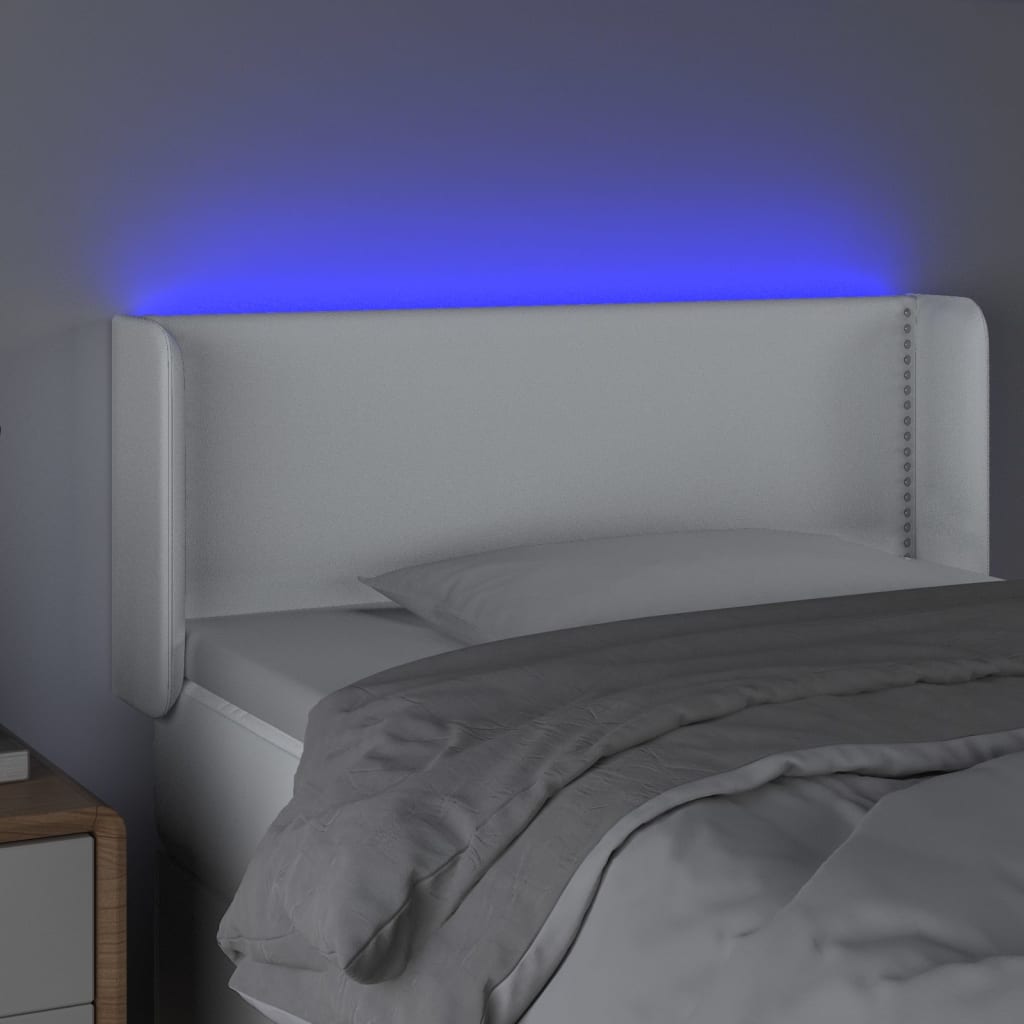 Κεφαλάρι Κρεβατιού LED Λευκό 103x16x78/88 εκ. Συνθετ. Δέρμα