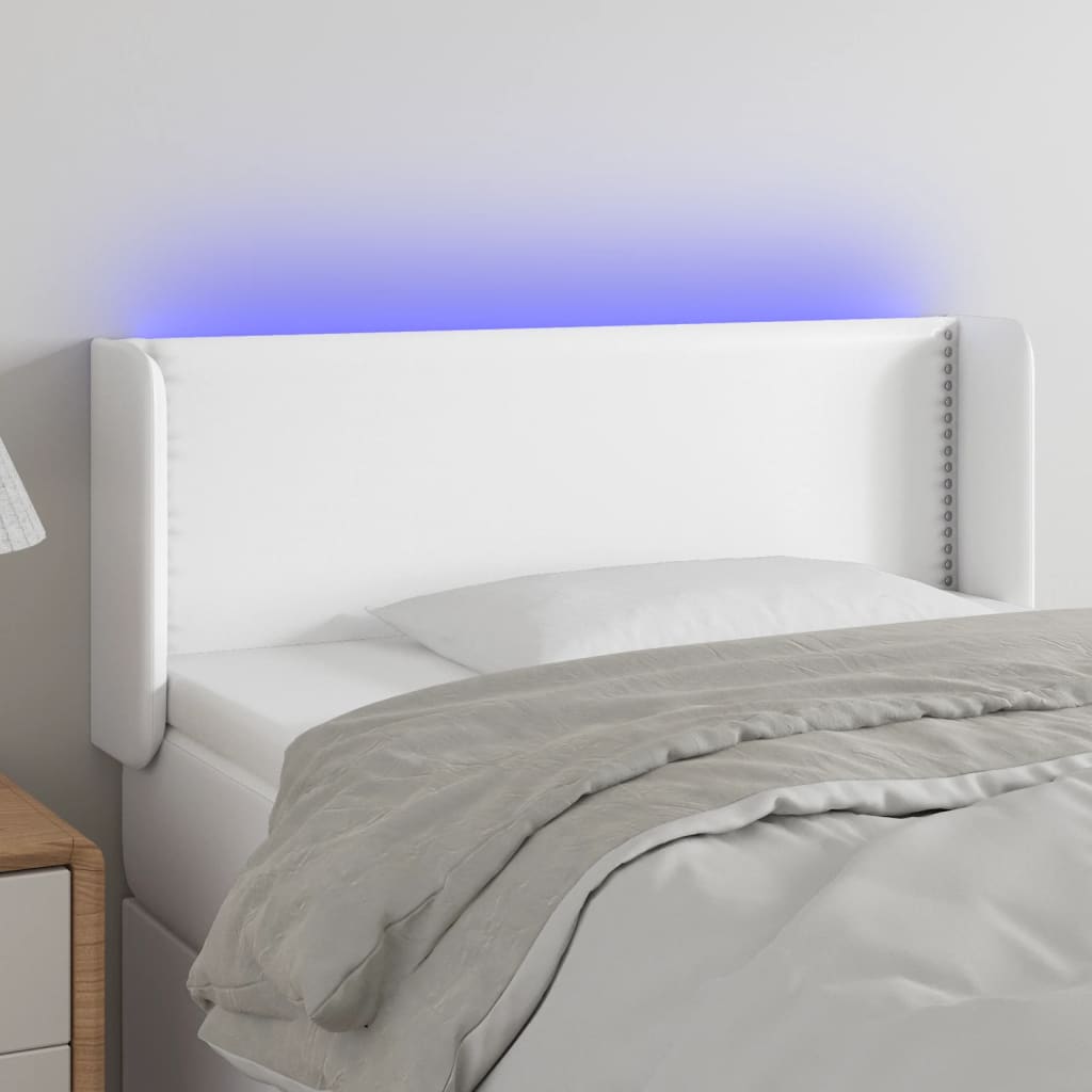 Κεφαλάρι Κρεβατιού LED Λευκό 103x16x78/88 εκ. Συνθετ. Δέρμα