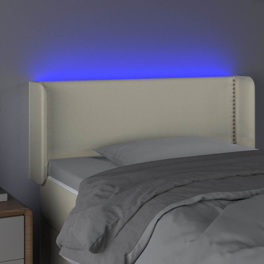 Κεφαλάρι Κρεβατιού LED Κρεμ 103x16x78/88εκ. από Συνθετικό Δέρμα