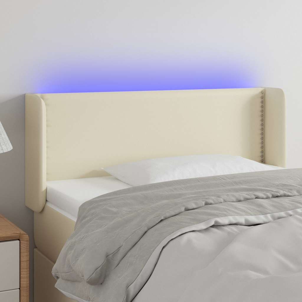 Κεφαλάρι Κρεβατιού LED Κρεμ 103x16x78/88εκ. από Συνθετικό Δέρμα