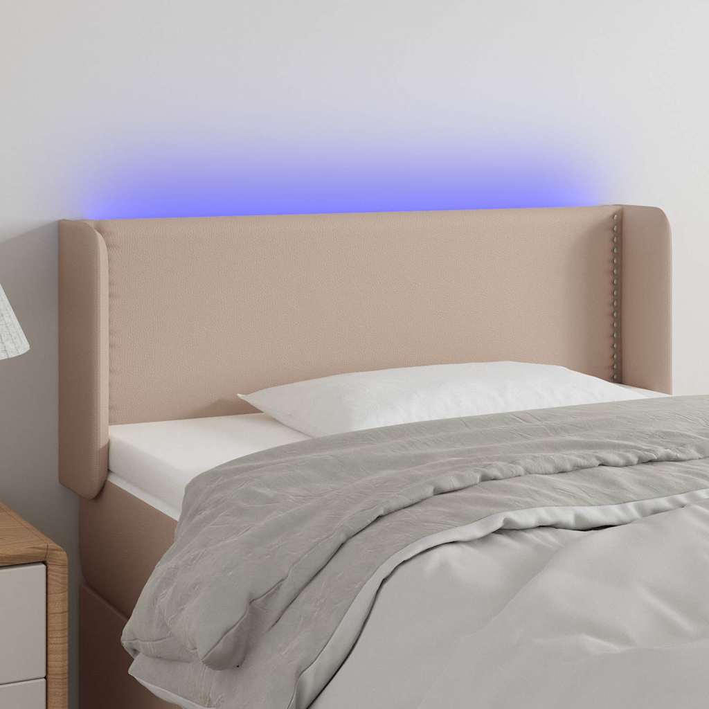 Κεφαλάρι Κρεβατιού LED Καπουτσίνο 103x16x78/88εκ. Συνθετ. Δέρμα