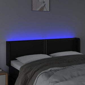 Κεφαλάρι Κρεβατιού LED Μαύρο 147x16x78/88 εκ. Συνθετ. Δέρμα