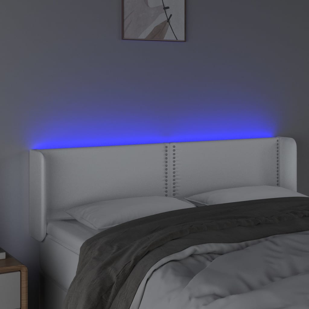 Κεφαλάρι Κρεβατιού LED Λευκό 147x16x78/88 εκ. Συνθετ. Δέρμα - Pakobazaar