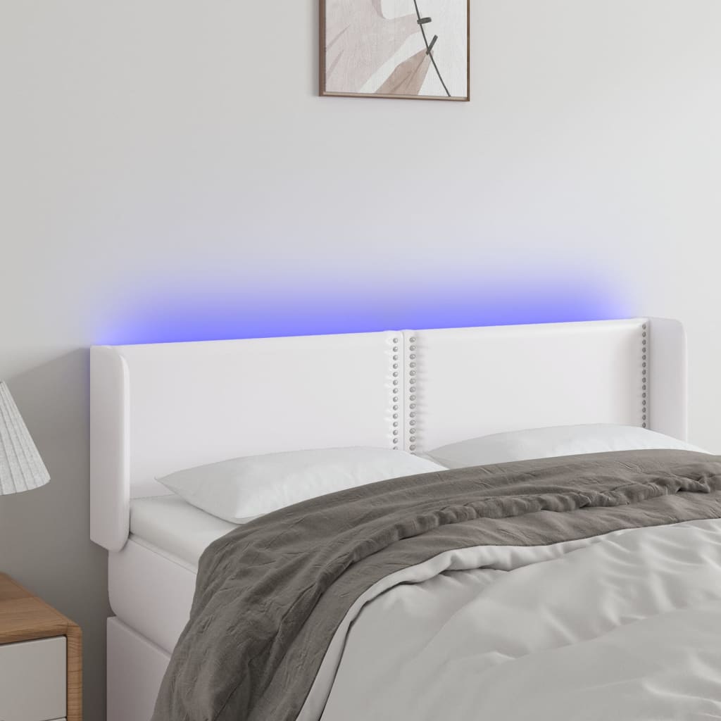 Κεφαλάρι Κρεβατιού LED Λευκό 147x16x78/88 εκ. Συνθετ. Δέρμα - Pakobazaar