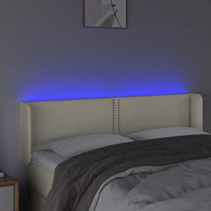 Κεφαλάρι Κρεβατιού LED Κρεμ 147x16x78/88εκ. από Συνθετικό Δέρμα