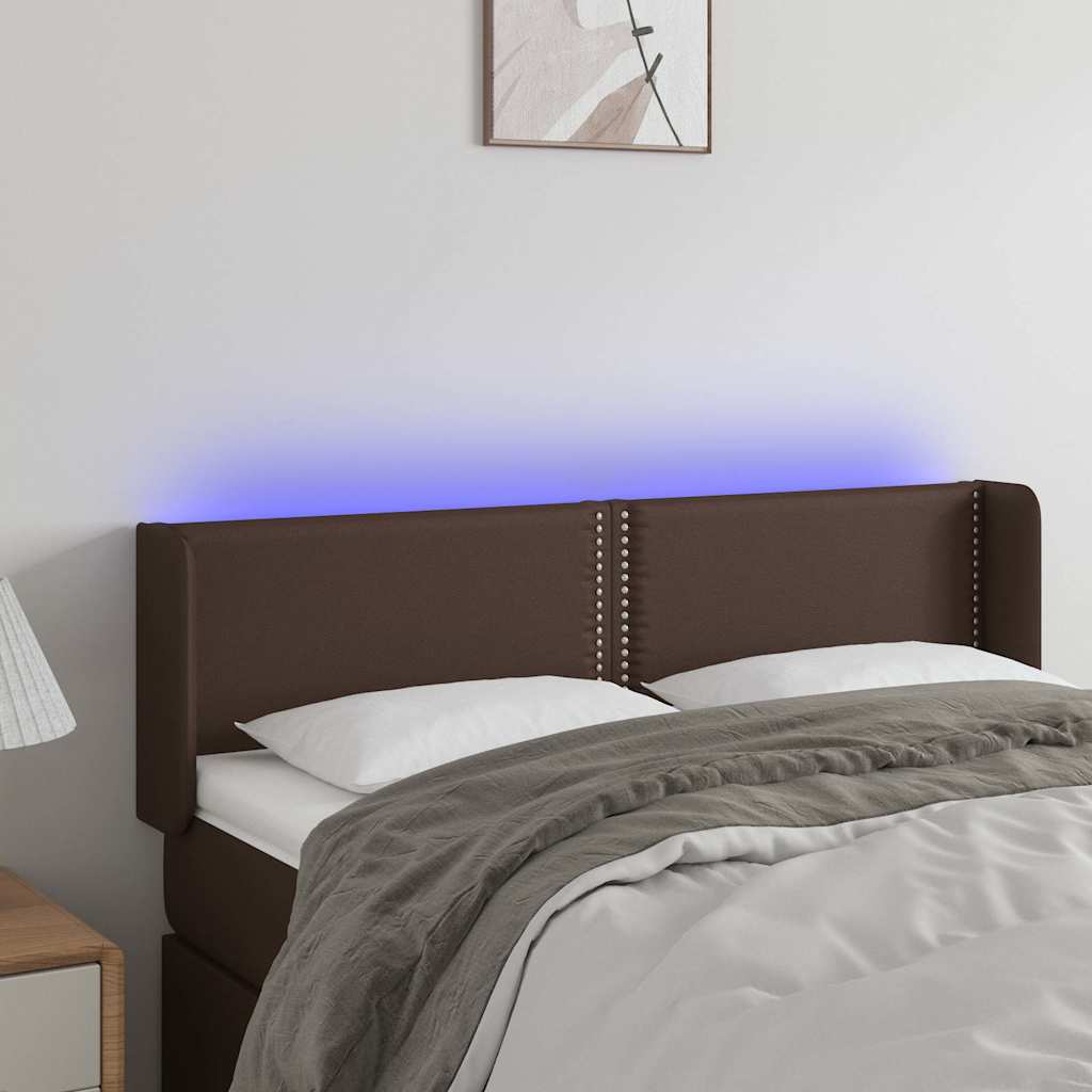 Κεφαλάρι Κρεβατιού LED Καφέ 147x16x78/88εκ. από Συνθετικό Δέρμα