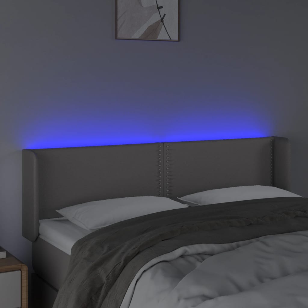 Κεφαλάρι Κρεβατιού LED Γκρι 147x16x78/88εκ. από Συνθετικό Δέρμα