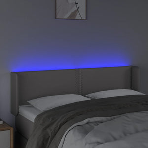 Κεφαλάρι Κρεβατιού LED Γκρι 147x16x78/88εκ. από Συνθετικό Δέρμα