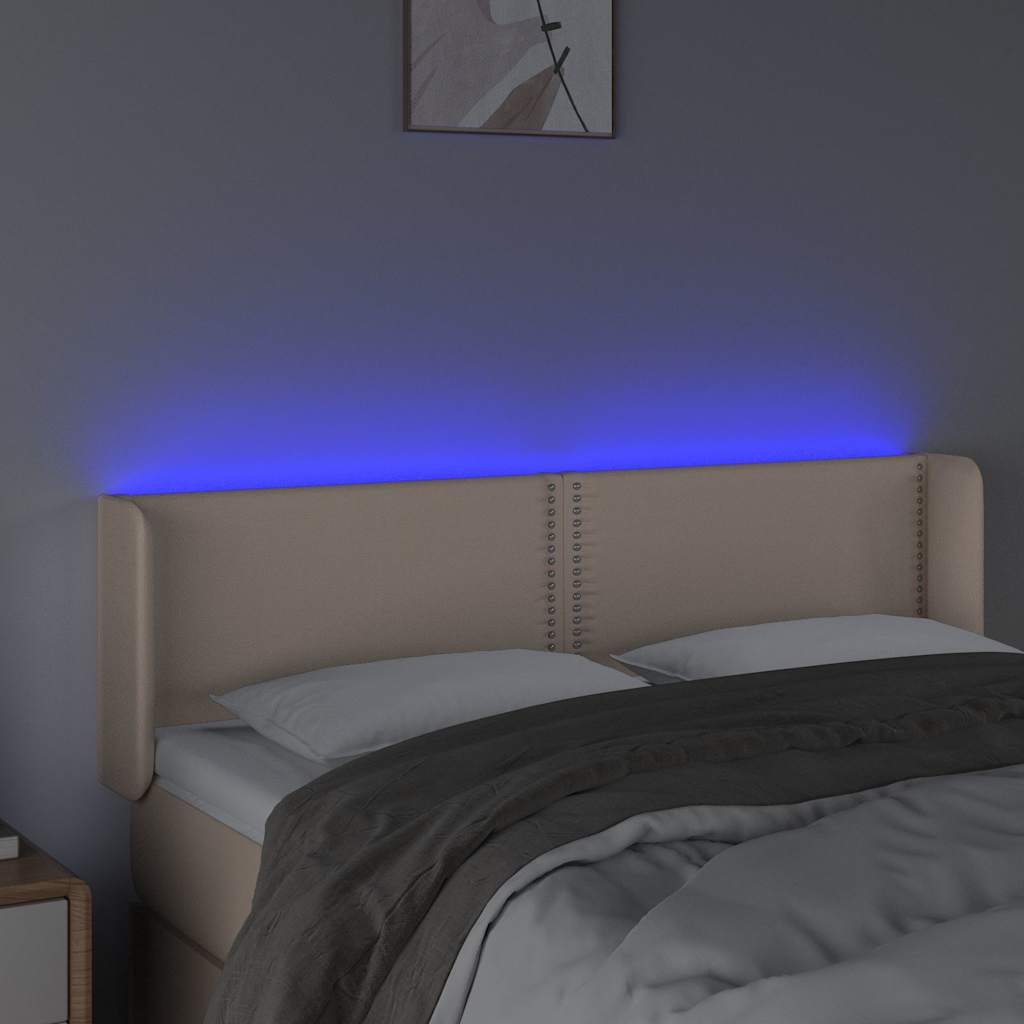 Κεφαλάρι Κρεβατιού LED Καπουτσίνο 147x16x78/88εκ. Συνθετ. Δέρμα