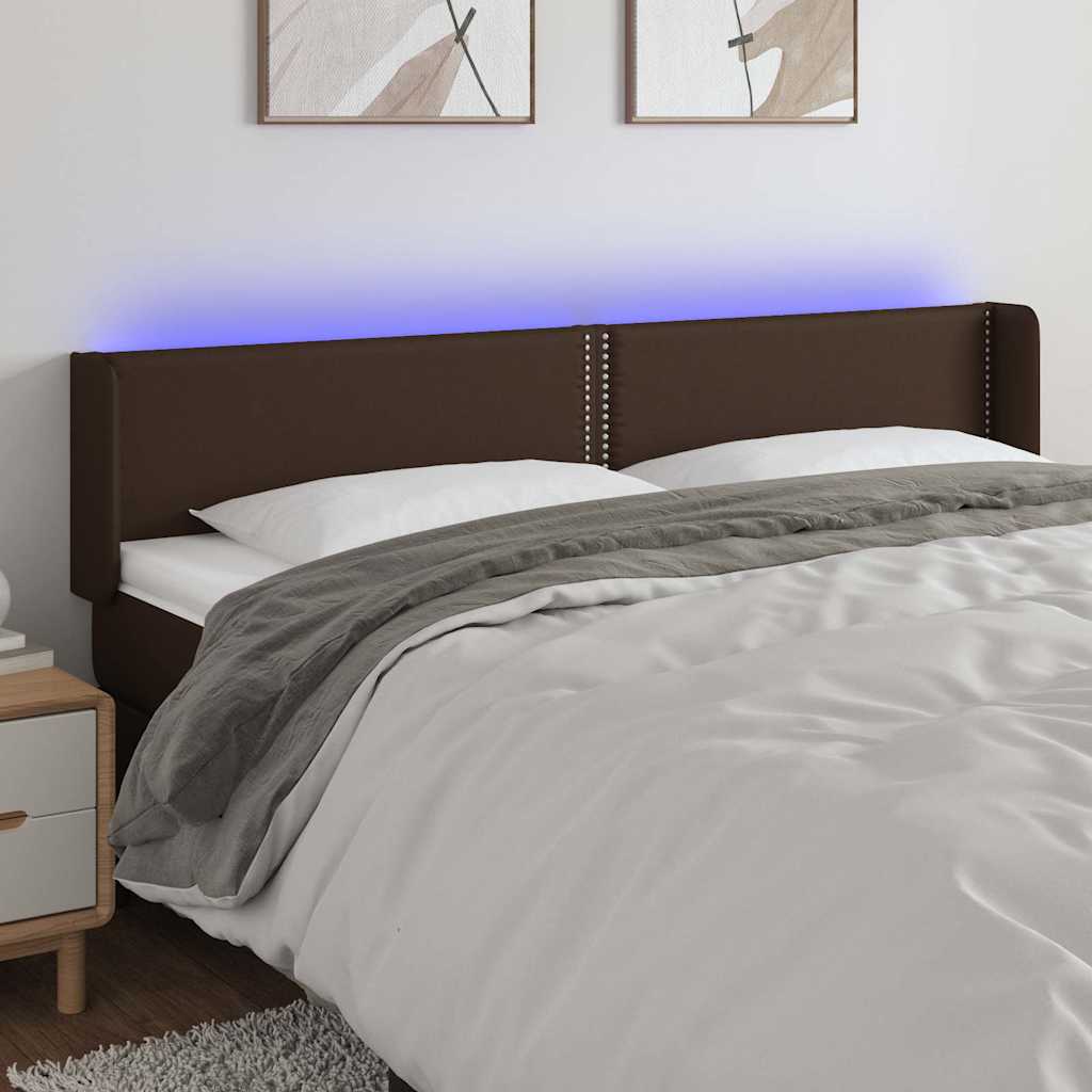 Κεφαλάρι Κρεβατιού LED Καφέ 163x16x78/88εκ. από Συνθετικό Δέρμα
