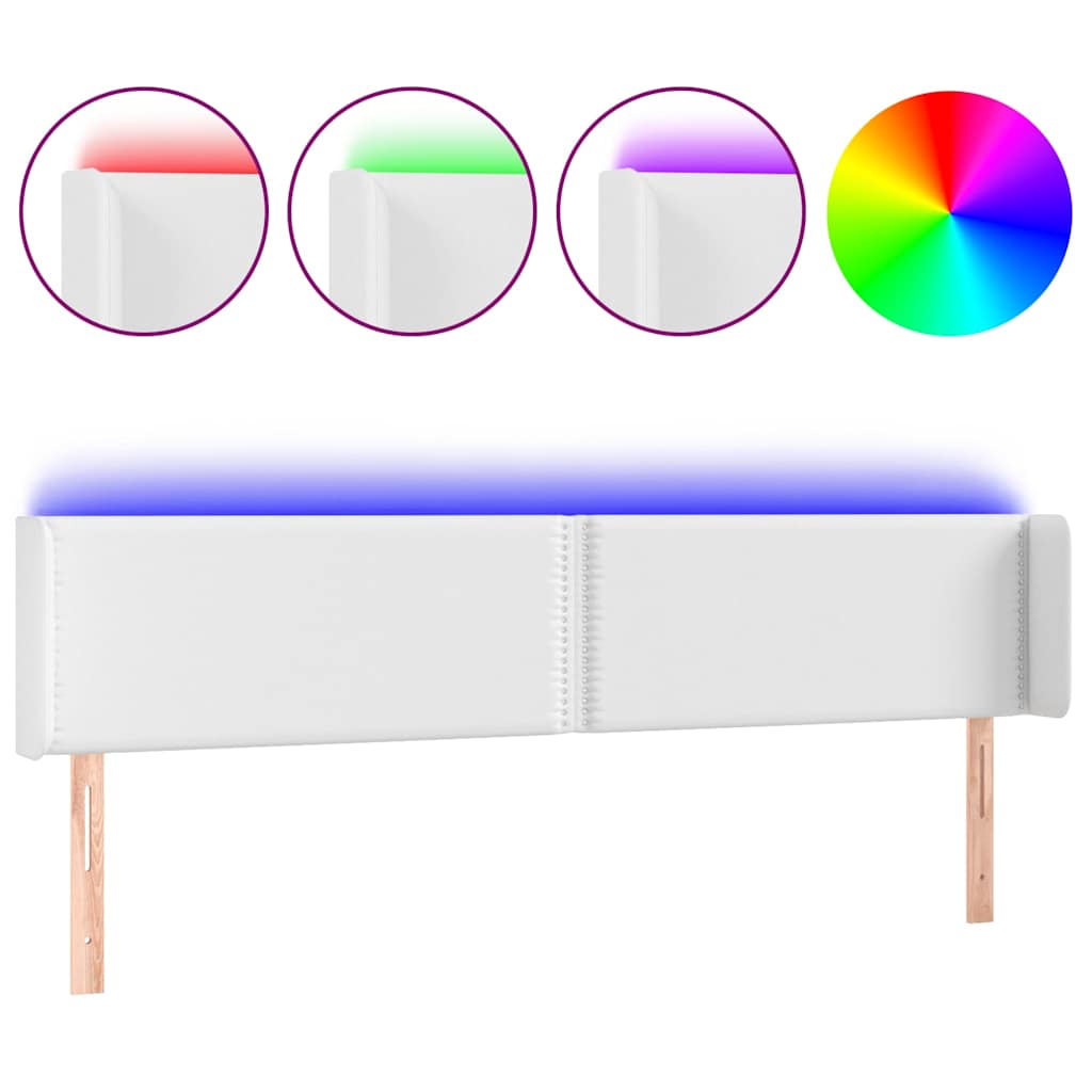 Κεφαλάρι Κρεβατιού LED Λευκό 183x16x78/88 εκ. Συνθετ. Δέρμα - Pakobazaar