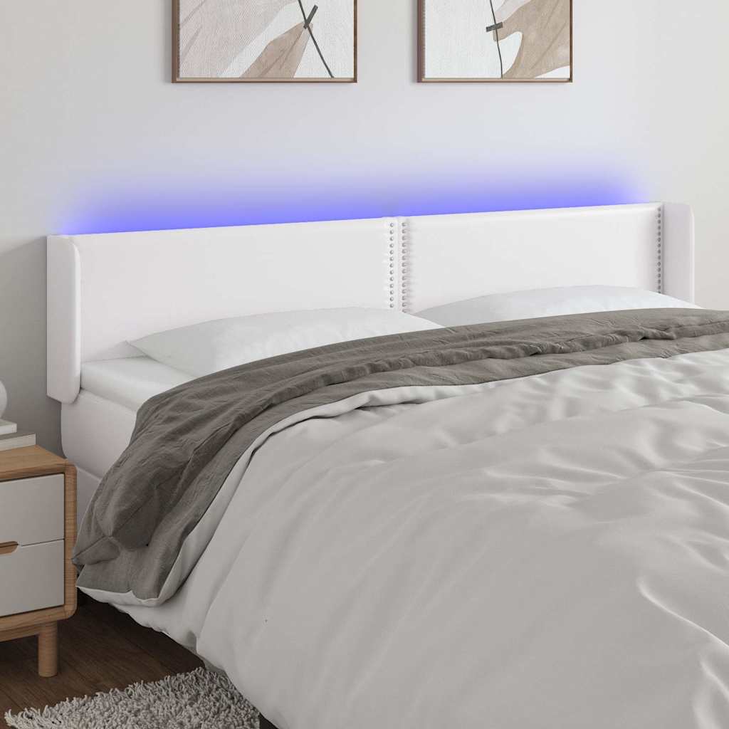 Κεφαλάρι Κρεβατιού LED Λευκό 183x16x78/88 εκ. Συνθετ. Δέρμα - Pakobazaar