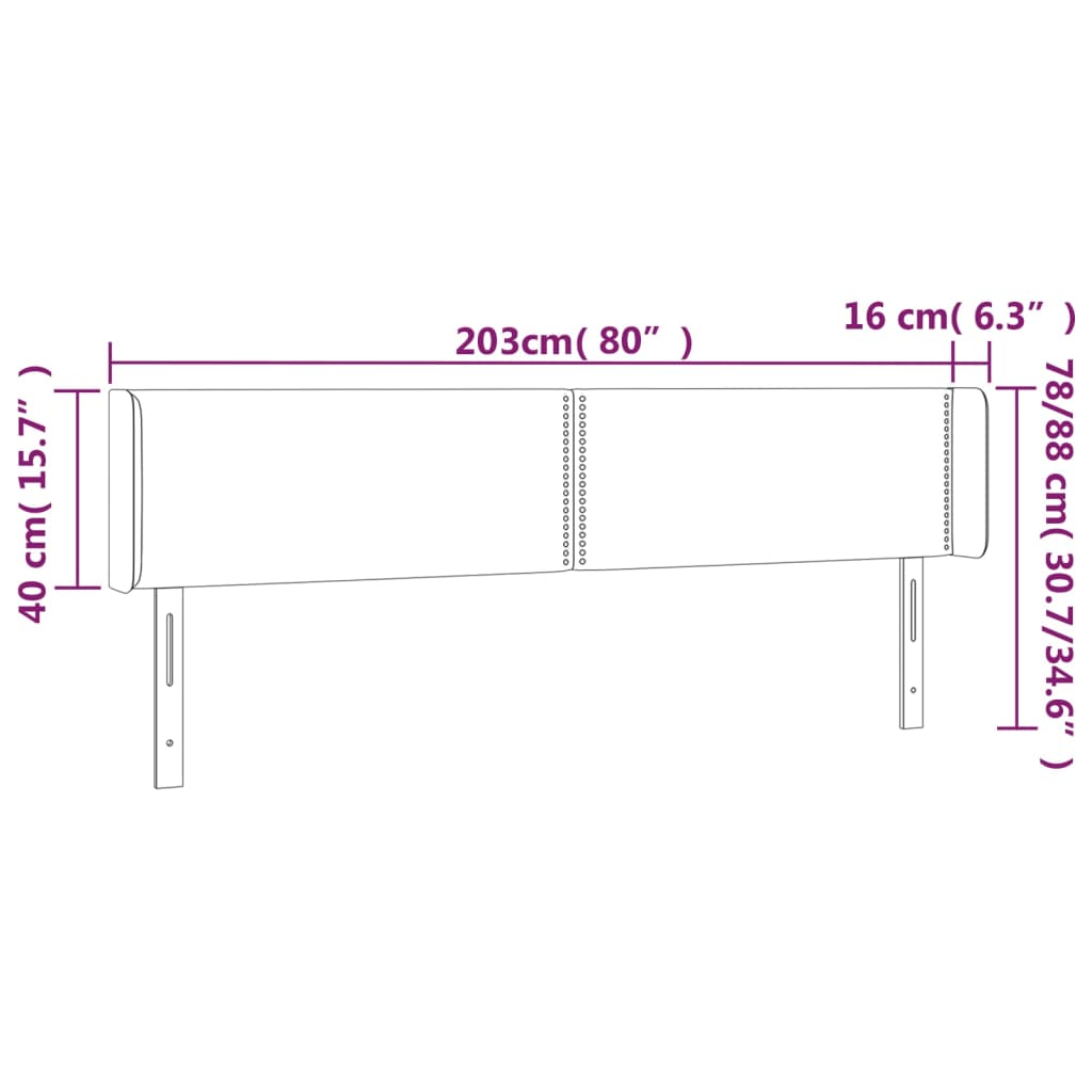 Κεφαλάρι Κρεβατιού LED Καφέ 203x16x78/88εκ. από Συνθετικό Δέρμα - Pakobazaar