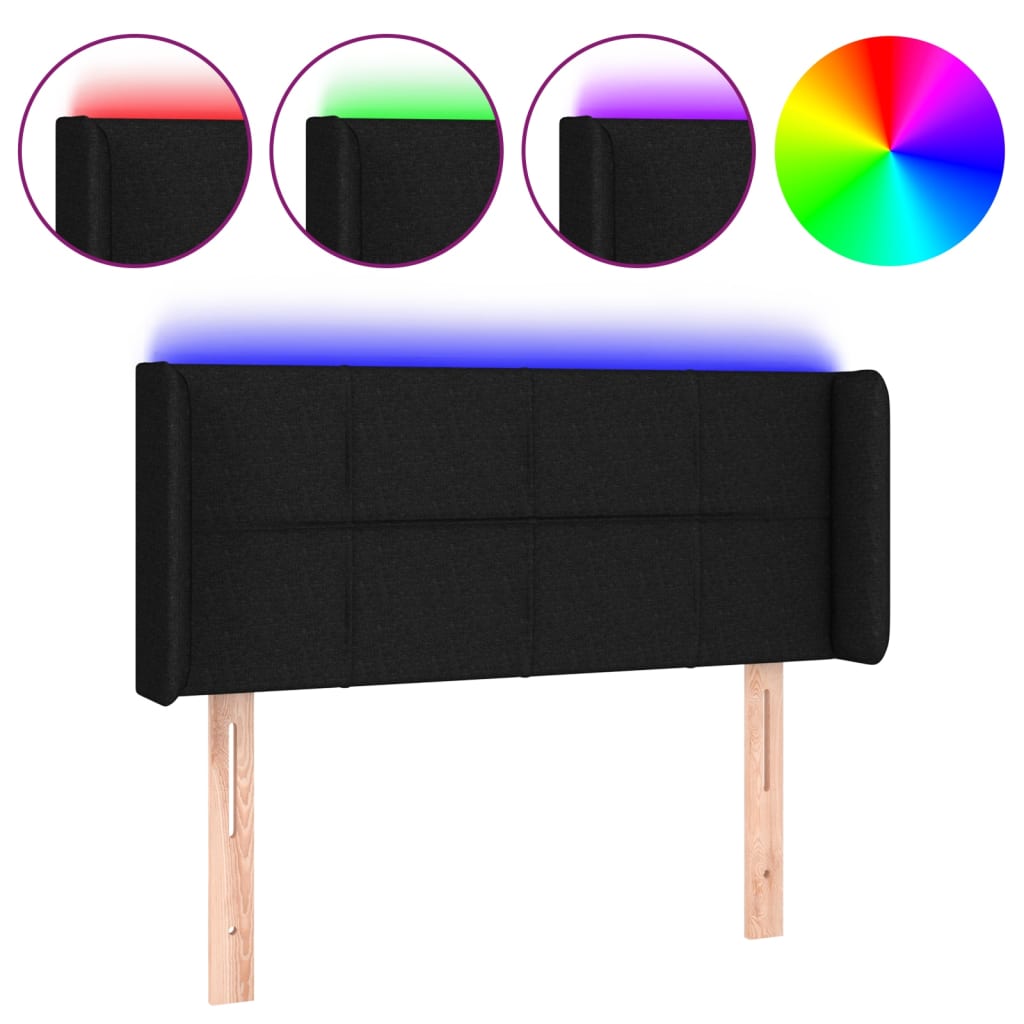 Κεφαλάρι Κρεβατιού LED Μαύρο 93x16x78/88 εκ. Υφασμάτινο