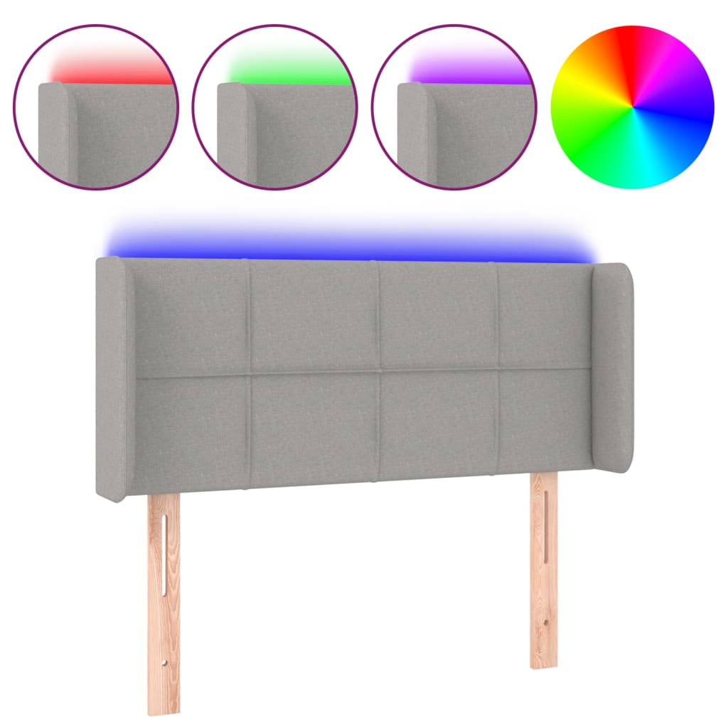 Κεφαλάρι Κρεβατιού LED Ανοιχτό Γκρι 103x16x78/88 εκ. Υφασμάτινο