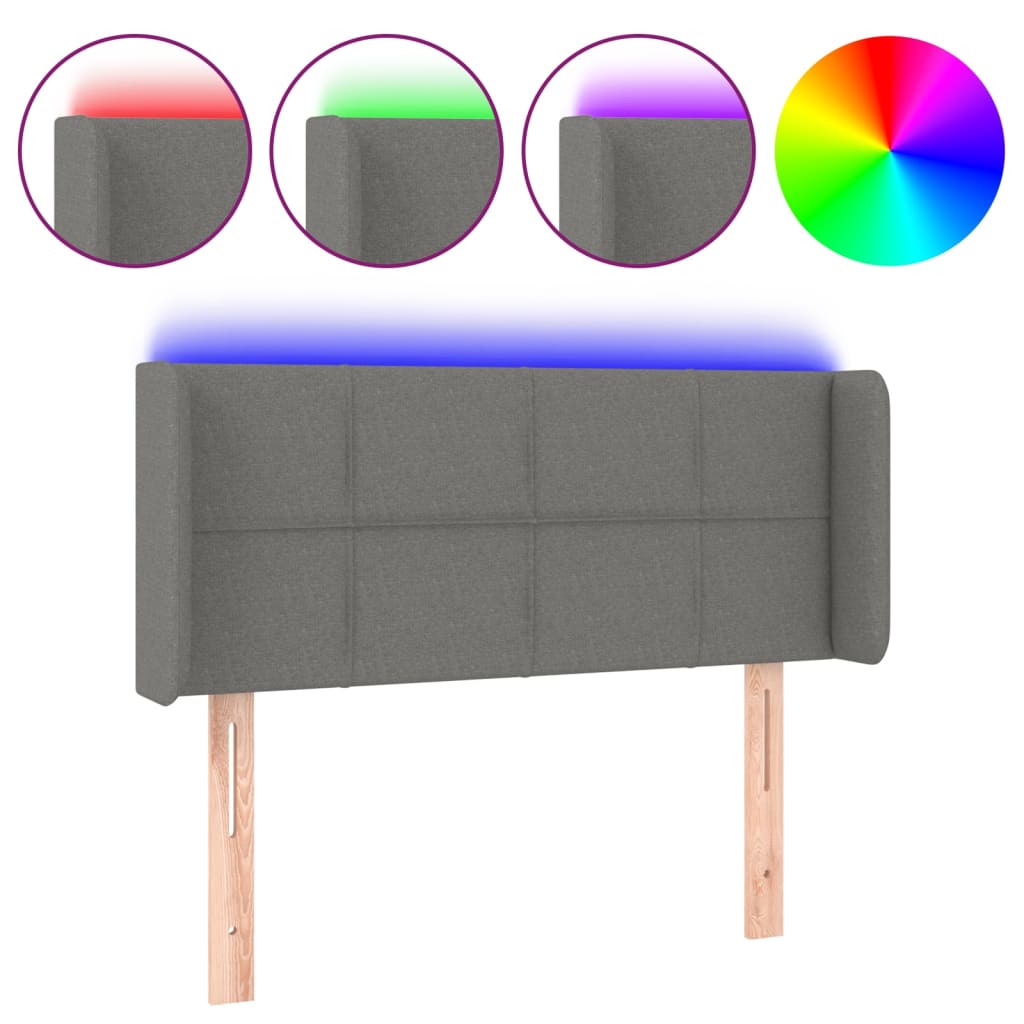 Κεφαλάρι Κρεβατιού LED Σκούρο Γκρι 103x16x78/88 εκ. Υφασμάτινο