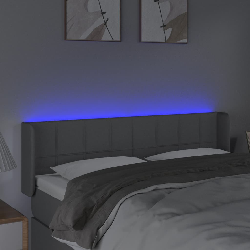 Κεφαλάρι Κρεβατιού LED Ανοιχτό Γκρι 147x16x78/88 εκ. Υφασμάτινο