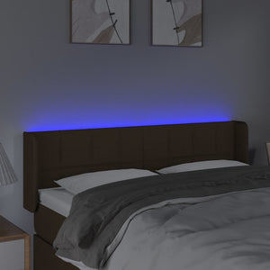 Κεφαλάρι Κρεβατιού LED Σκούρο Καφέ 147x16x78/88 εκ. Υφασμάτινο