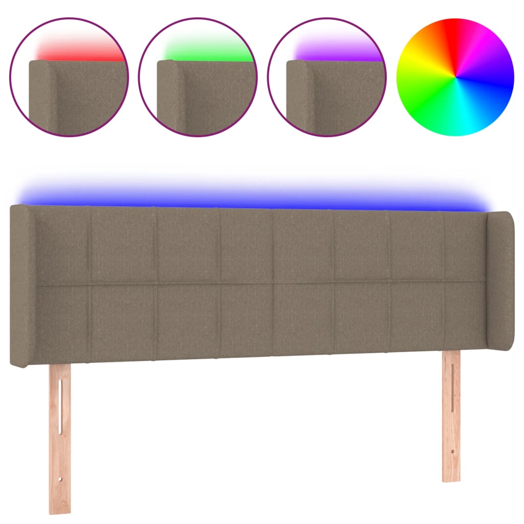 Κεφαλάρι Κρεβατιού LED Taupe 147x16x78/88 εκ. Υφασμάτινο