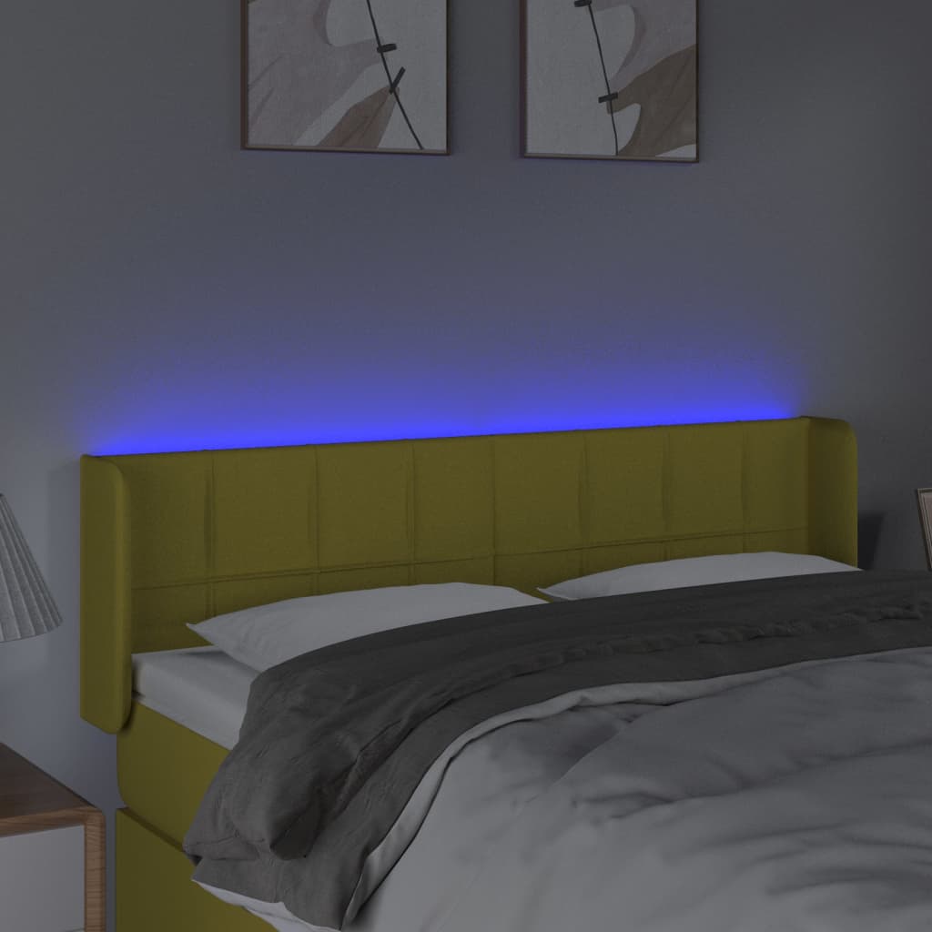 Κεφαλάρι Κρεβατιού LED Πράσινο 147x16x78/88 εκ. Υφασμάτινο