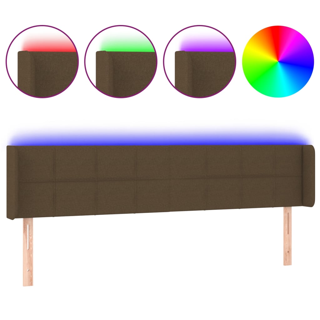 Κεφαλάρι Κρεβατιού LED Σκούρο Καφέ 163x16x78/88 εκ. Υφασμάτινο - Pakobazaar
