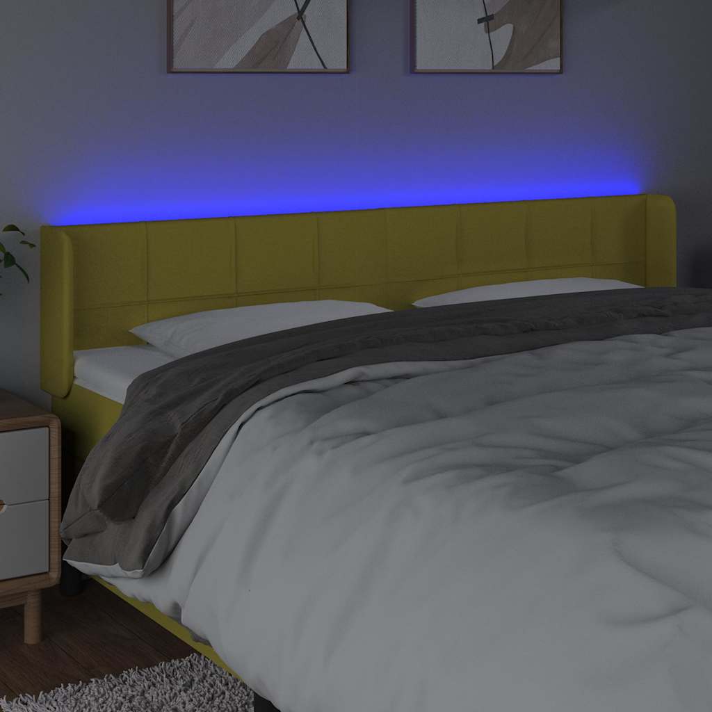 Κεφαλάρι Κρεβατιού LED Πράσινο 163x16x78/88 εκ. Υφασμάτινο - Pakobazaar