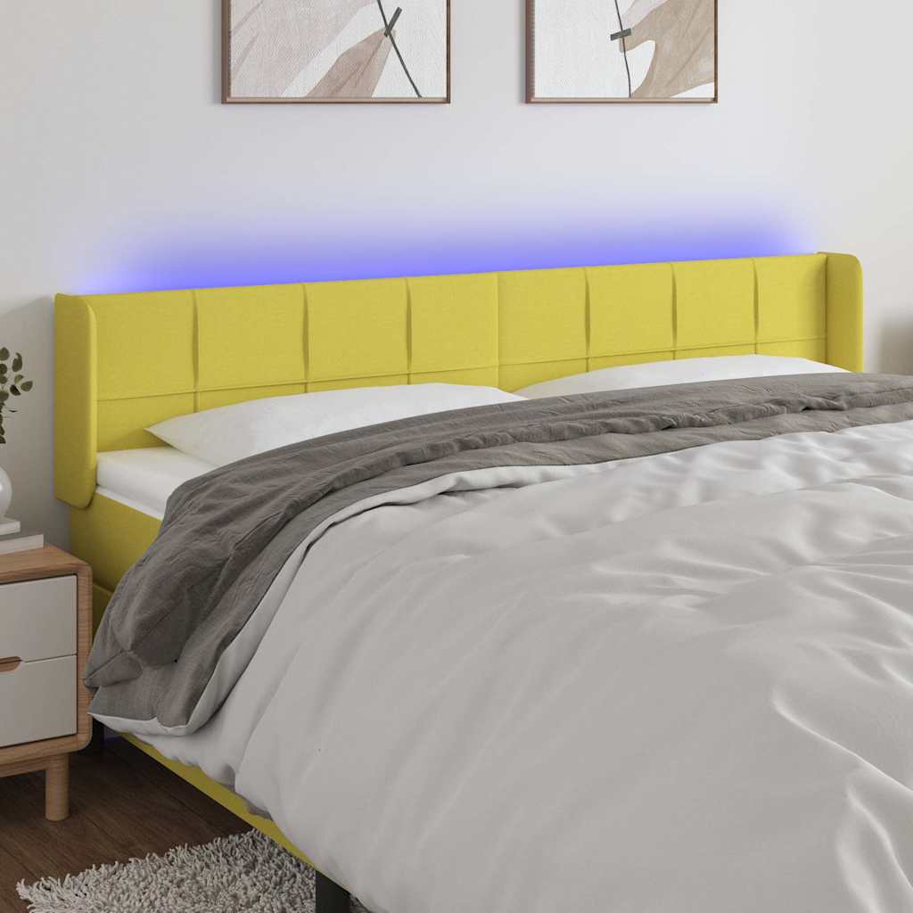 Κεφαλάρι Κρεβατιού LED Πράσινο 163x16x78/88 εκ. Υφασμάτινο - Pakobazaar