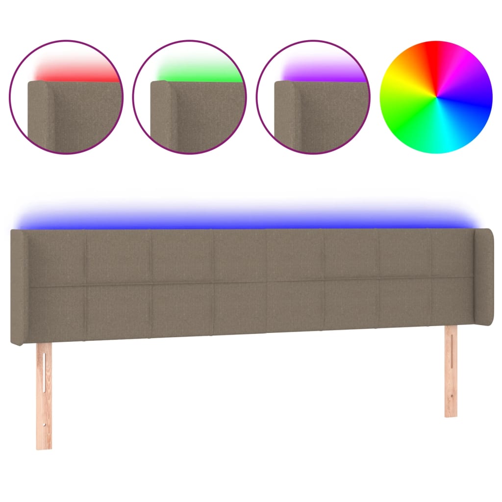 Κεφαλάρι Κρεβατιού LED Taupe 183x16x78/88 εκ. Υφασμάτινο