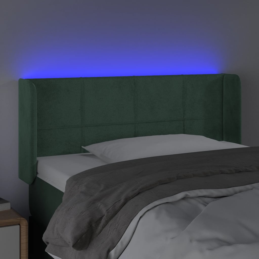 Κεφαλάρι Κρεβατιού LED Σκούρο Πράσινο 83x16x78/88 εκ. Βελούδινο