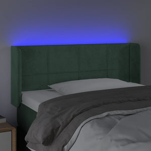 Κεφαλάρι Κρεβατιού LED Σκούρο Πράσινο 83x16x78/88 εκ. Βελούδινο