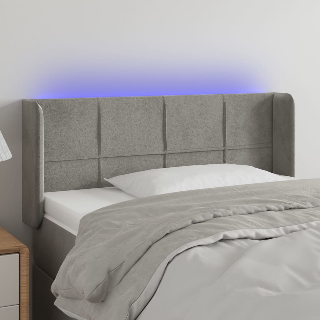 Κεφαλάρι Κρεβατιού LED Ανοιχτό Γκρι 93x16x78/88 εκ. Βελούδινο - Pakobazaar