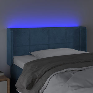 Κεφαλάρι Κρεβατιού LED Σκούρο Μπλε 93x16x78/88 εκ. Βελούδινο