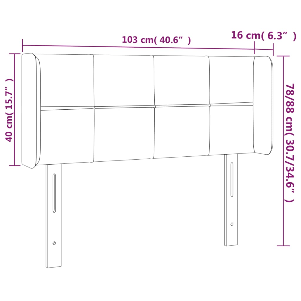 Κεφαλάρι Κρεβατιού LED Σκούρο Γκρι 103x16x78/88 εκ. Βελούδινο