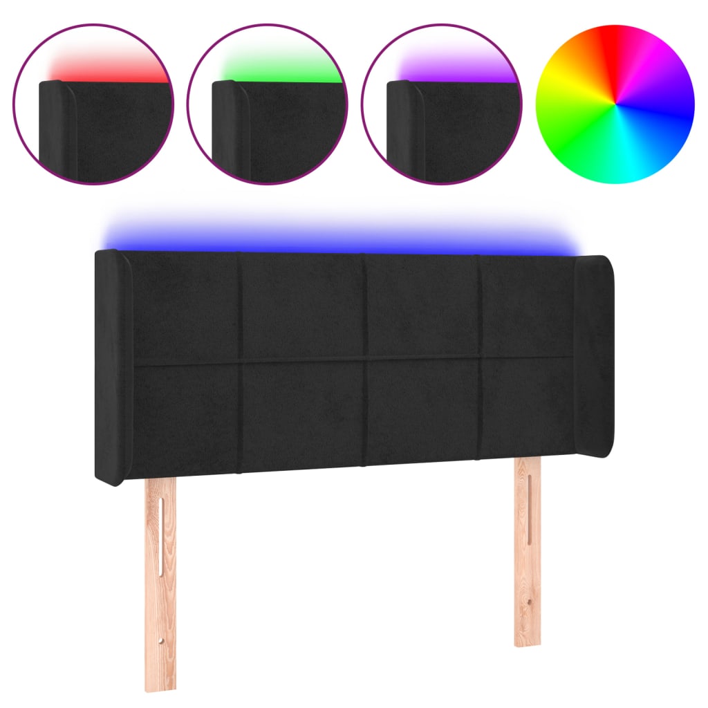 Κεφαλάρι Κρεβατιού LED Μαύρο 103x16x78/88 εκ. Βελούδινο