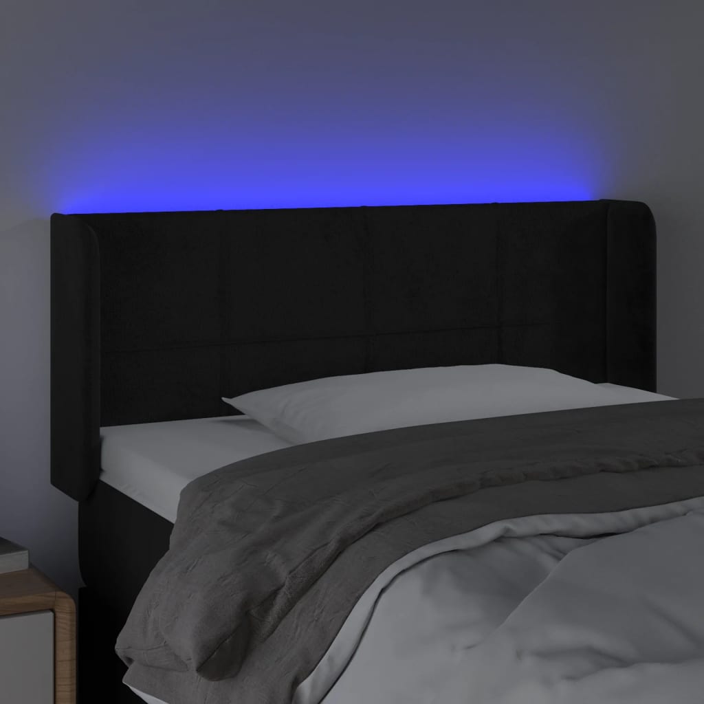 Κεφαλάρι Κρεβατιού LED Μαύρο 103x16x78/88 εκ. Βελούδινο