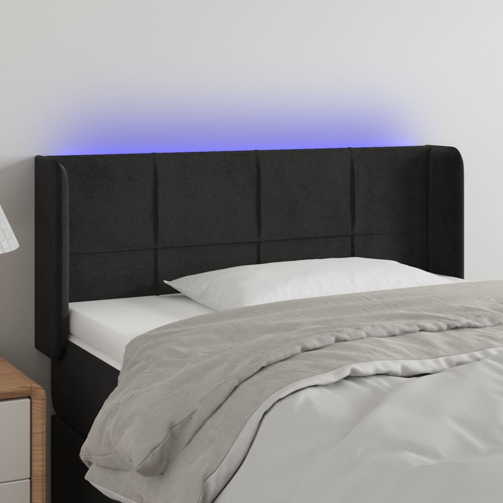 Κεφαλάρι Κρεβατιού LED Μαύρο 103x16x78/88 εκ. Βελούδινο