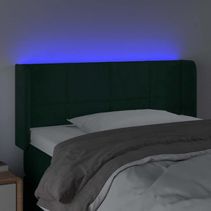 Κεφαλάρι Κρεβατιού LED Σκούρο Πράσινο 103x16x78/88εκ. Βελούδινο