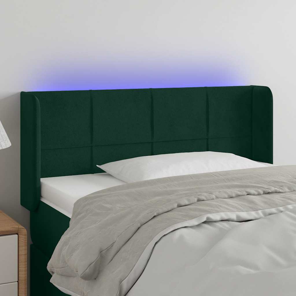 Κεφαλάρι Κρεβατιού LED Σκούρο Πράσινο 103x16x78/88εκ. Βελούδινο